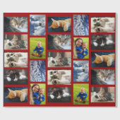 暗い赤の上に独自の9つのフォトコラージュを作成 ラッピングペーパー (フラット)