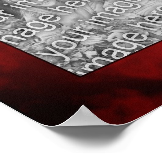 暗い赤の斑模様のフレーム独自の写真を作成 ポスター (角)