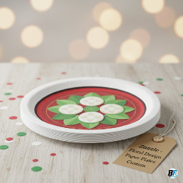 暗い赤の花形に縁ど離れの形 ペーパープレート