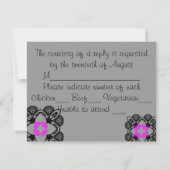 暗い赤紫色および灰色のモダンな応答カード 出欠カード (裏面)