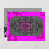 暗い赤紫色および灰色のモダンな応答カード 出欠カード (正面/裏面)