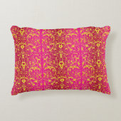 暗い赤紫色および黄色のFiore アクセントクッション (正面)