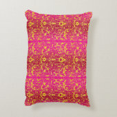 暗い赤紫色および黄色のFiore アクセントクッション (裏面(縦))