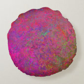 暗い赤紫色とターコイズテクスチャ ラウンドクッション (裏面)