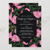 暗い赤紫色と黒結婚式招待状 招待状 (正面/裏面)