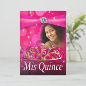 暗い赤紫色のキンセアニェラ15のプリンセスのティアラの写真 招待状 (スタンド正面)