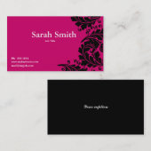 暗い赤紫色のピンクのペイズリーのダマスク織の名刺 名刺 (正面/裏面)