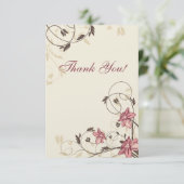 暗い赤紫色のラッパスイセンおよびムギは感謝していしています サンキューカード (スタンド正面)