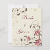 暗い赤紫色のラッパスイセンおよびムギ 招待状 (正面)