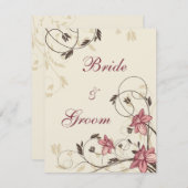 暗い赤紫色のラッパスイセンおよびムギ 招待状 (正面/裏面)