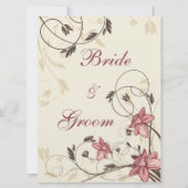 暗い赤紫色の水仙と小麦の座席表 招待状 (正面)