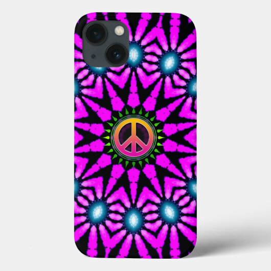 暗い赤紫色の絞り染め平和サイン Case-Mate iPhoneケース (裏面)