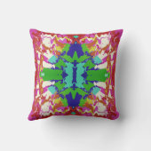 暗い赤紫色グリーンブルー金ゴールドホワイトファンタジーフラワーモチーフ クッション (裏面)