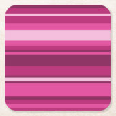 暗い赤紫色ストライプ スクエアペーパーコースター (正面)