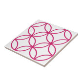 暗い赤紫色ピンクの円の花の繰り返しパターン白 タイル (側面)