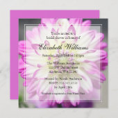 暗い赤紫色ピンクアンドホワイトダリアブライダルシャワー 招待状 (正面/裏面)