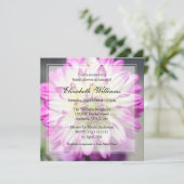 暗い赤紫色ピンクアンドホワイトダリアブライダルシャワー 招待状 (スタンド正面)