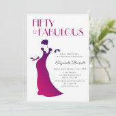 暗い赤紫色ピンクエレガントフィフティアンドファブラス誕生日 招待状 (スタンド正面)