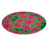 暗い赤紫色ピンクカメリアとグリーン葉ズ カッティングボード (角)