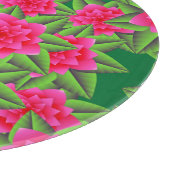 暗い赤紫色ピンクカメリアとグリーン葉ズ カッティングボード (角)