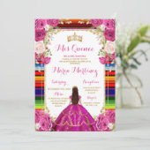 暗い赤紫色ピンクフローラプリンセスガールキンセアニラ 招待状 (スタンド正面)