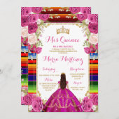 暗い赤紫色ピンクフローラプリンセスガールキンセアニラ 招待状 (正面/裏面)