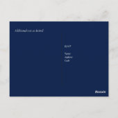 暗い赤紫色ピンク金ゴールドネイビーブルーウェディングRSVP ポストカード (裏面)