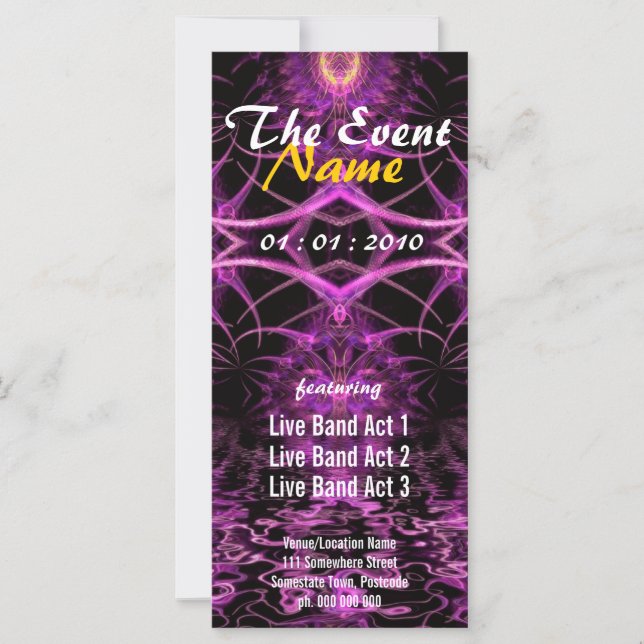暗い赤紫色フラクタルファンタジーパーティーフライヤー (正面)