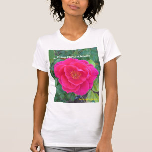 暗い赤紫色フラワーTシャツ Tシャツ