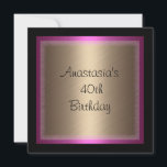暗い赤紫色ブロンズ・グラマーBlack 40th Birthday 招待状<br><div class="desc">招待状誕生日グラマー5暗い赤紫色青銅の紫と黒。カスタマイズイベント</div>