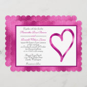 暗い赤紫色ホイルとオープンハート結婚式招待状 招待状 (正面/裏面)