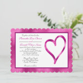 暗い赤紫色ホイルとオープンハート結婚式招待状 招待状 (スタンド正面)