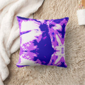 暗い赤紫色ホワイトパープル抽象芸術アートフラワーデザイン クッション (ブランケット)