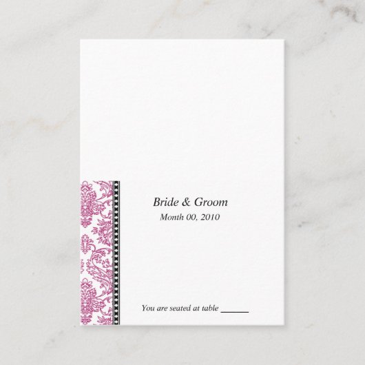 暗い赤紫色結婚プレイスカード プレイスカード (正面)