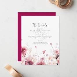 暗い赤紫色結婚詳細 ノートカード