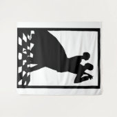 暗い踊りのシルエットカップルプリント タペストリー (正面(横))