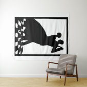 暗い踊りのシルエットカップルプリント タペストリー (インサイチュ(横))