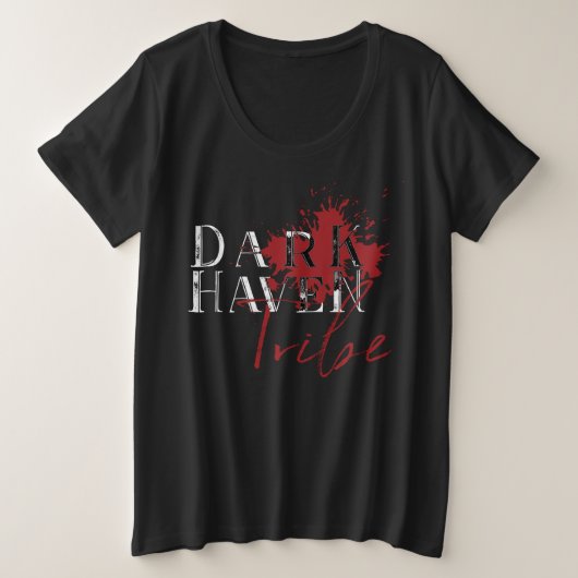 暗い避難所の種族-暗い女性のとサイズのV首 プラスサイズTシャツ (デザイン正面)
