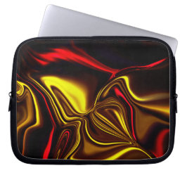 暗い部分を持つ湾曲した派手な赤と金ゴールドストローク ラップトップスリーブ