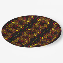 暗い部分を持つ赤い金ゴールド曲線トレースの鏡像化