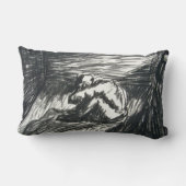 暗い部屋の木炭のスケッチ ランバークッション (裏面)