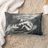 暗い部屋の木炭のスケッチ ランバークッション (ブランケット)