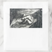 暗い部屋の木炭のスケッチ 長方形シール (バッグ)