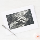 暗い部屋の木炭のスケッチ 長方形シール (封筒)