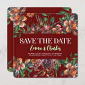 暗い野生の花が日付を保存 招待状 (正面/裏面)