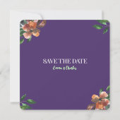 暗い野生の花が日付を保存 招待状 (裏面)