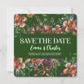 暗い野生の花が日付を保存 招待状 (正面)