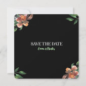 暗い野生の花が日付を保存 招待状 (裏面)