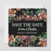 暗い野生の花が日付を保存 招待状 (正面)