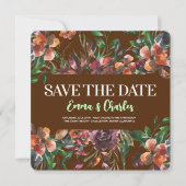 暗い野生の花が日付を保存 招待状 (正面)